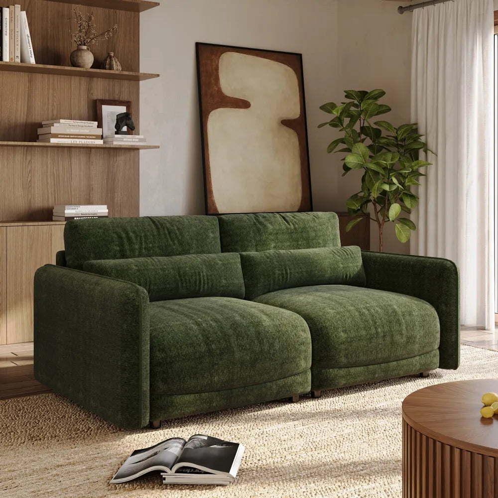 Green chenille sofa set, high-elasticity foam
