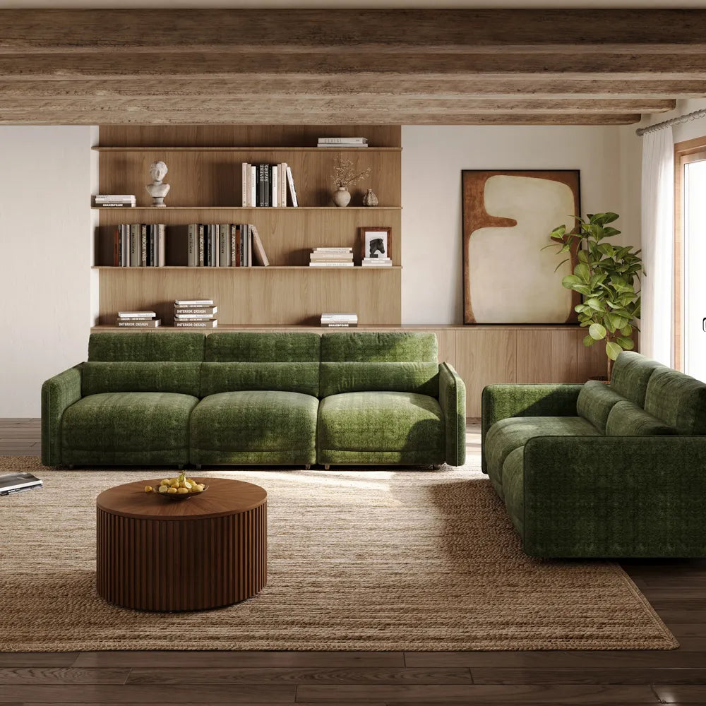 Green chenille sofa set, high-elasticity foam