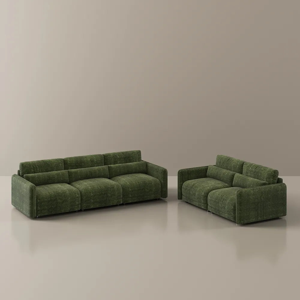 Green chenille sofa set, high-elasticity foam