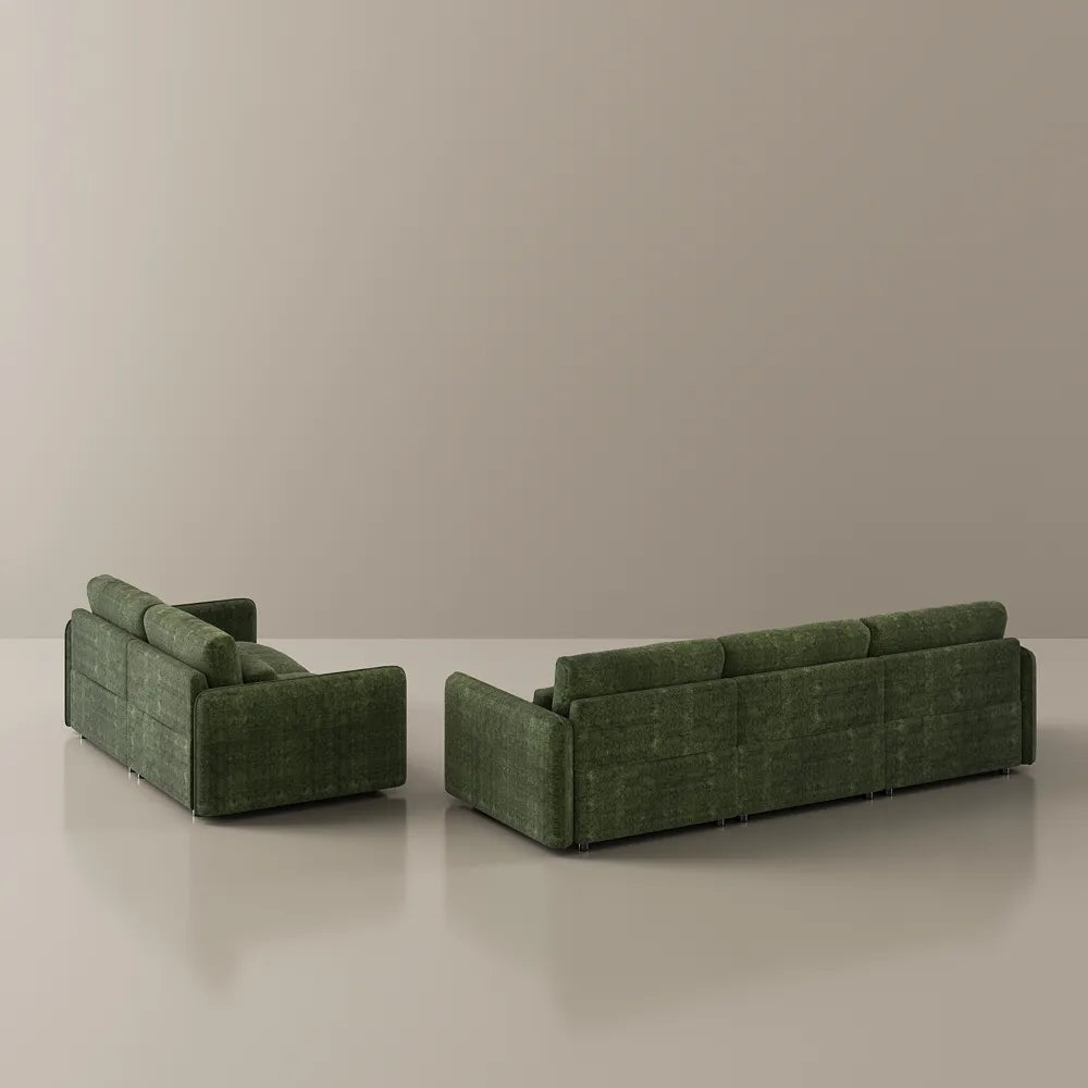 Green chenille sofa set, high-elasticity foam