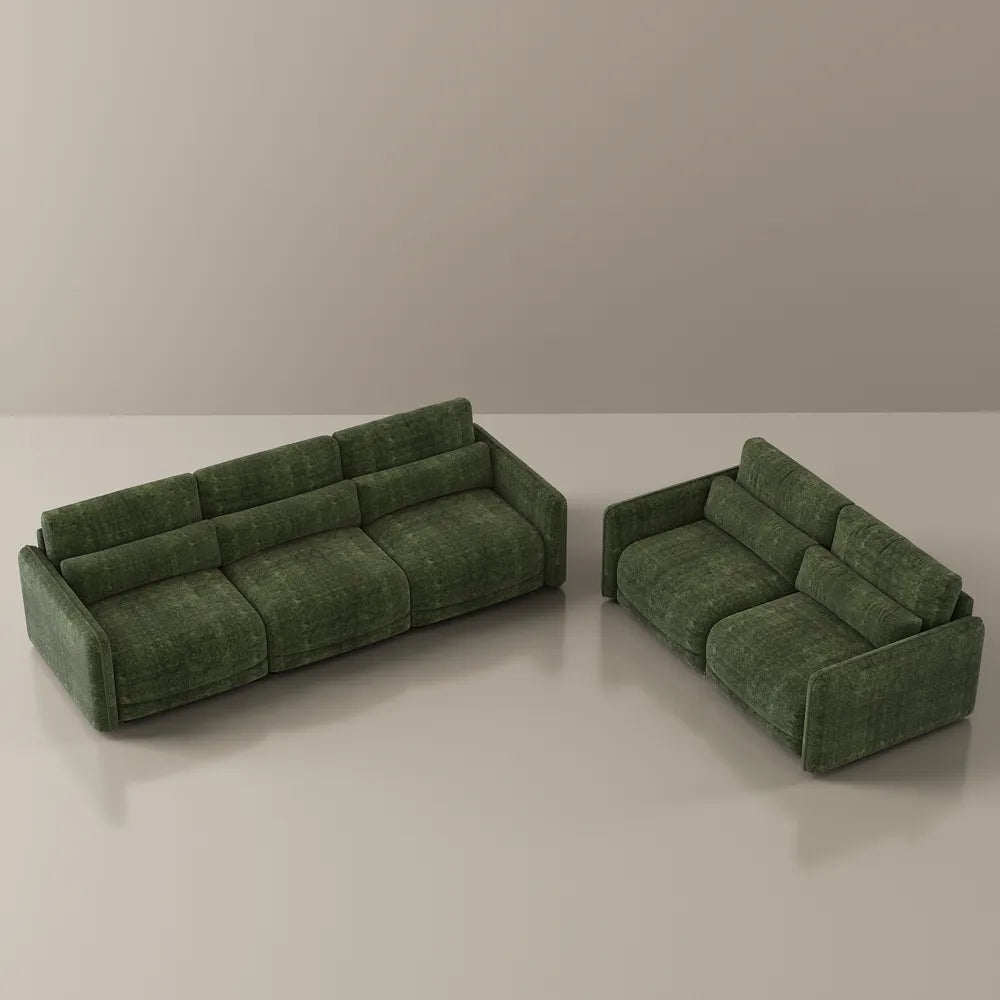 Green chenille sofa set, high-elasticity foam