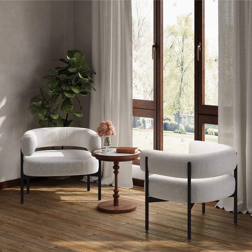 31.10" Modern Beige Sherpa Lounge Chair