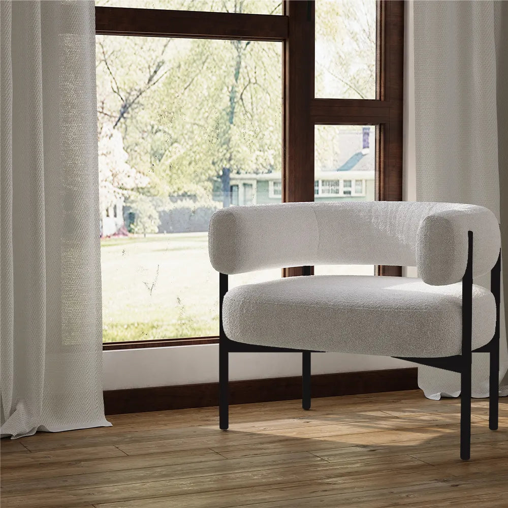 31.10" Modern Beige Sherpa Lounge Chair