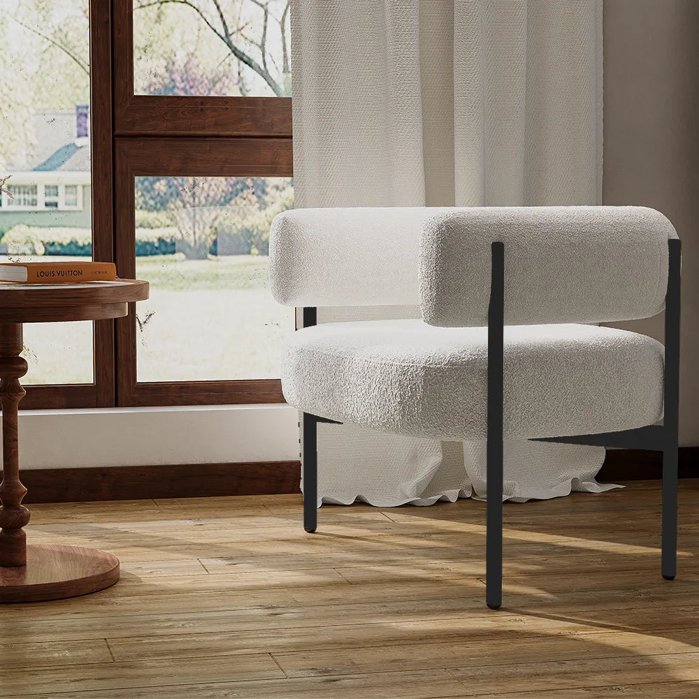 31.10" Modern Beige Sherpa Lounge Chair