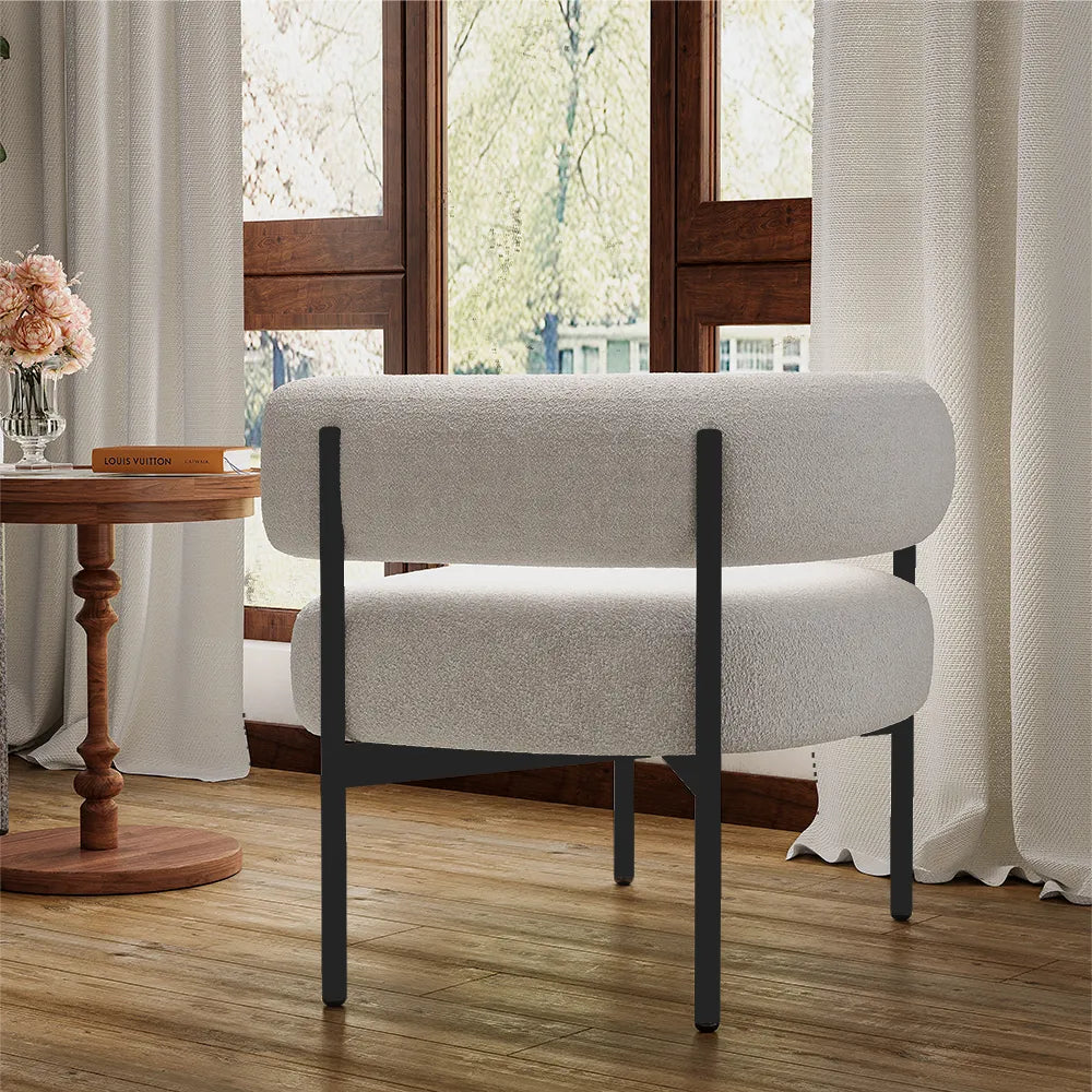 31.10" Modern Beige Sherpa Lounge Chair