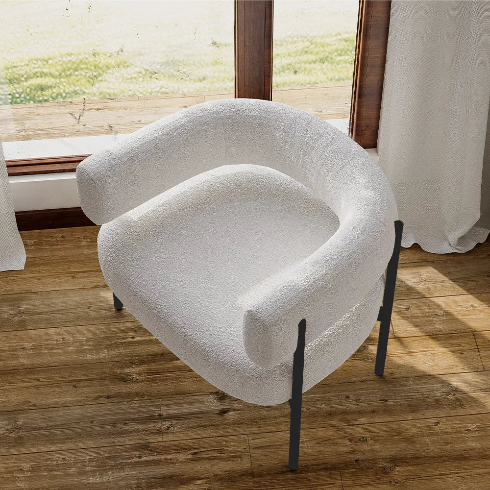 31.10" Modern Beige Sherpa Lounge Chair