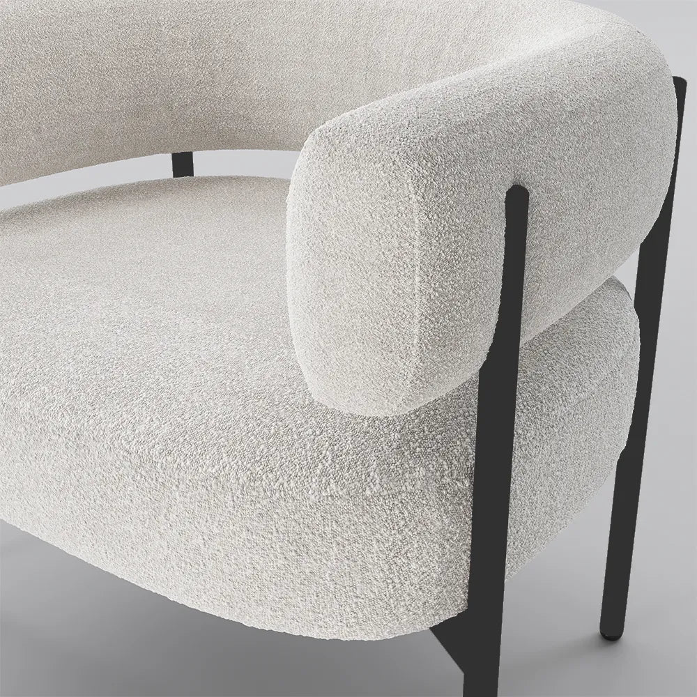 31.10" Modern Beige Sherpa Lounge Chair