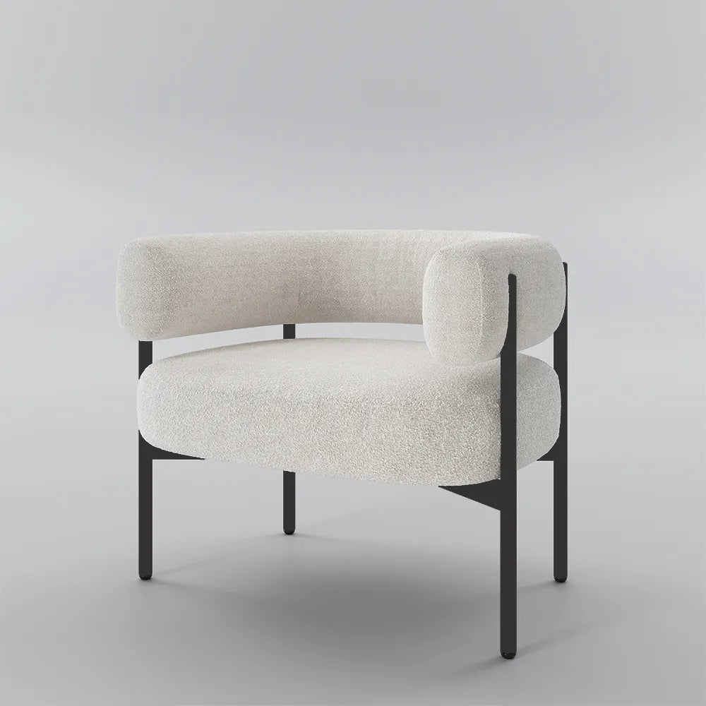 31.10" Modern Beige Sherpa Lounge Chair