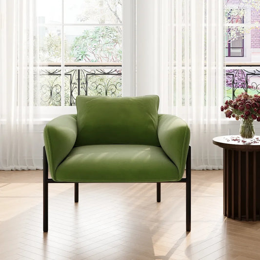 31.89" Modern Green Accent Chair with Lumbar Support