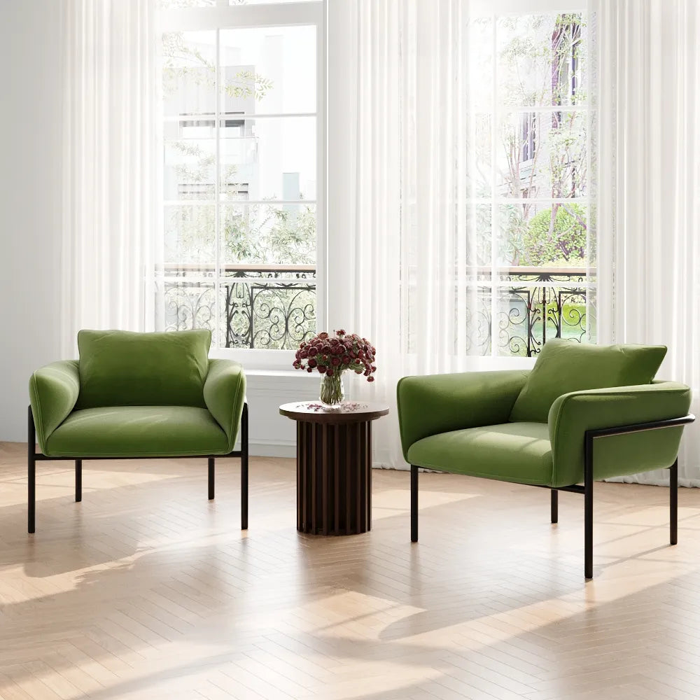 31.89" Modern Green Accent Chair with Lumbar Support