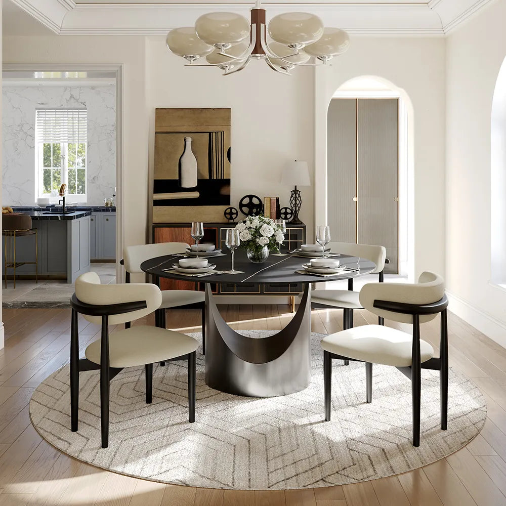 51in Hobart-Round Matte Sintered Stone Dining Table