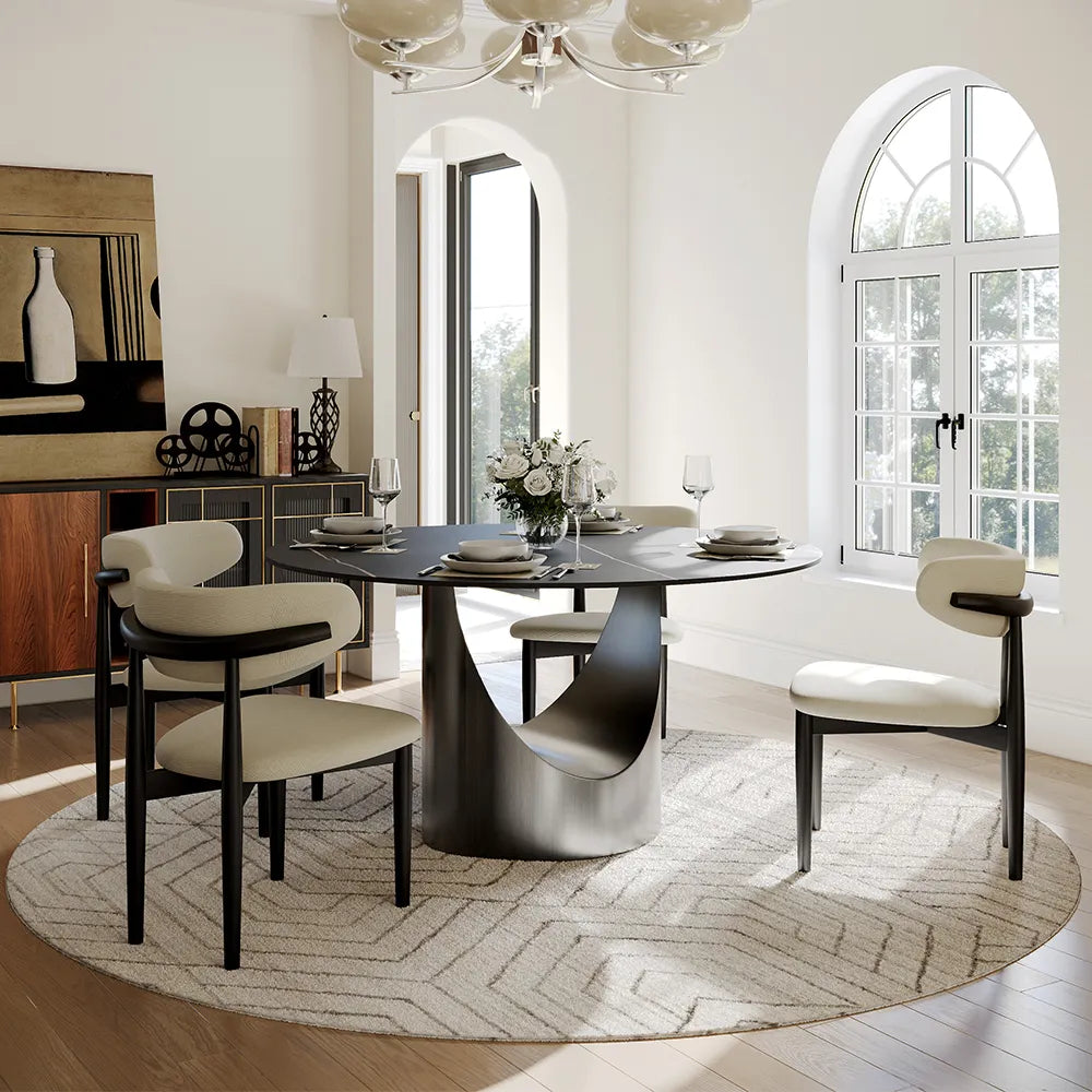 51in Hobart-Round Matte Sintered Stone Dining Table