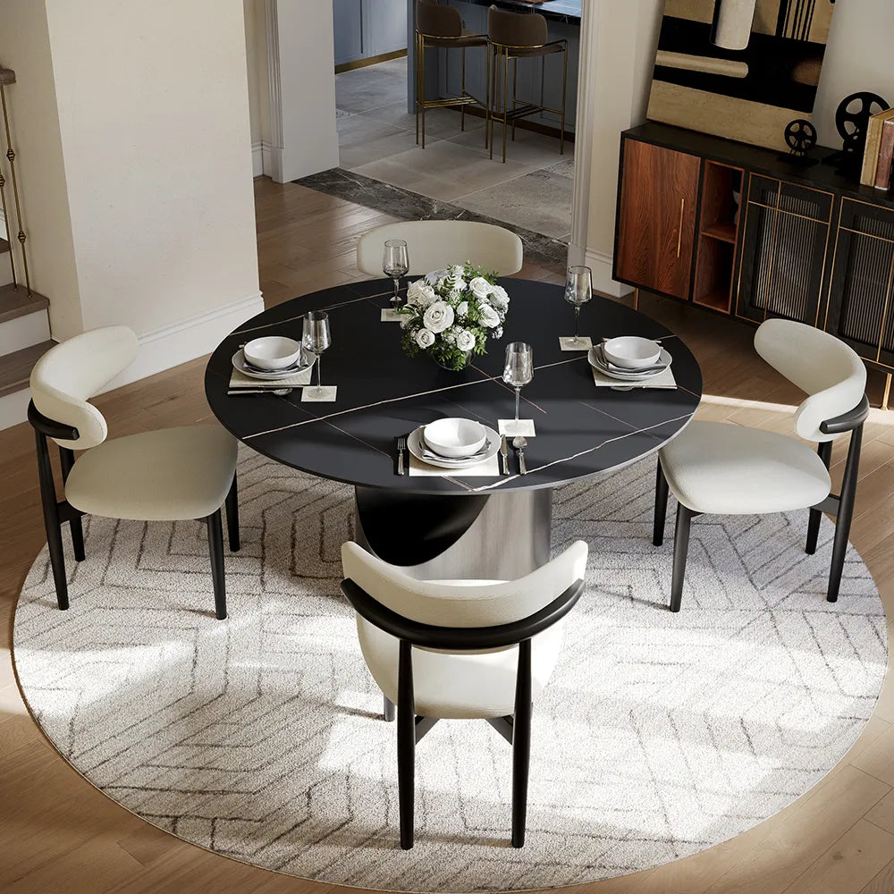 51in Hobart-Round Matte Sintered Stone Dining Table
