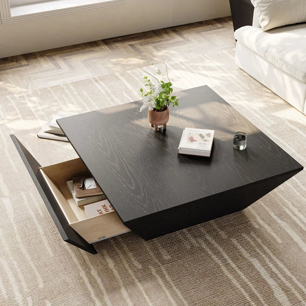 Table basse carrée en bois de 39 po avec rangement 