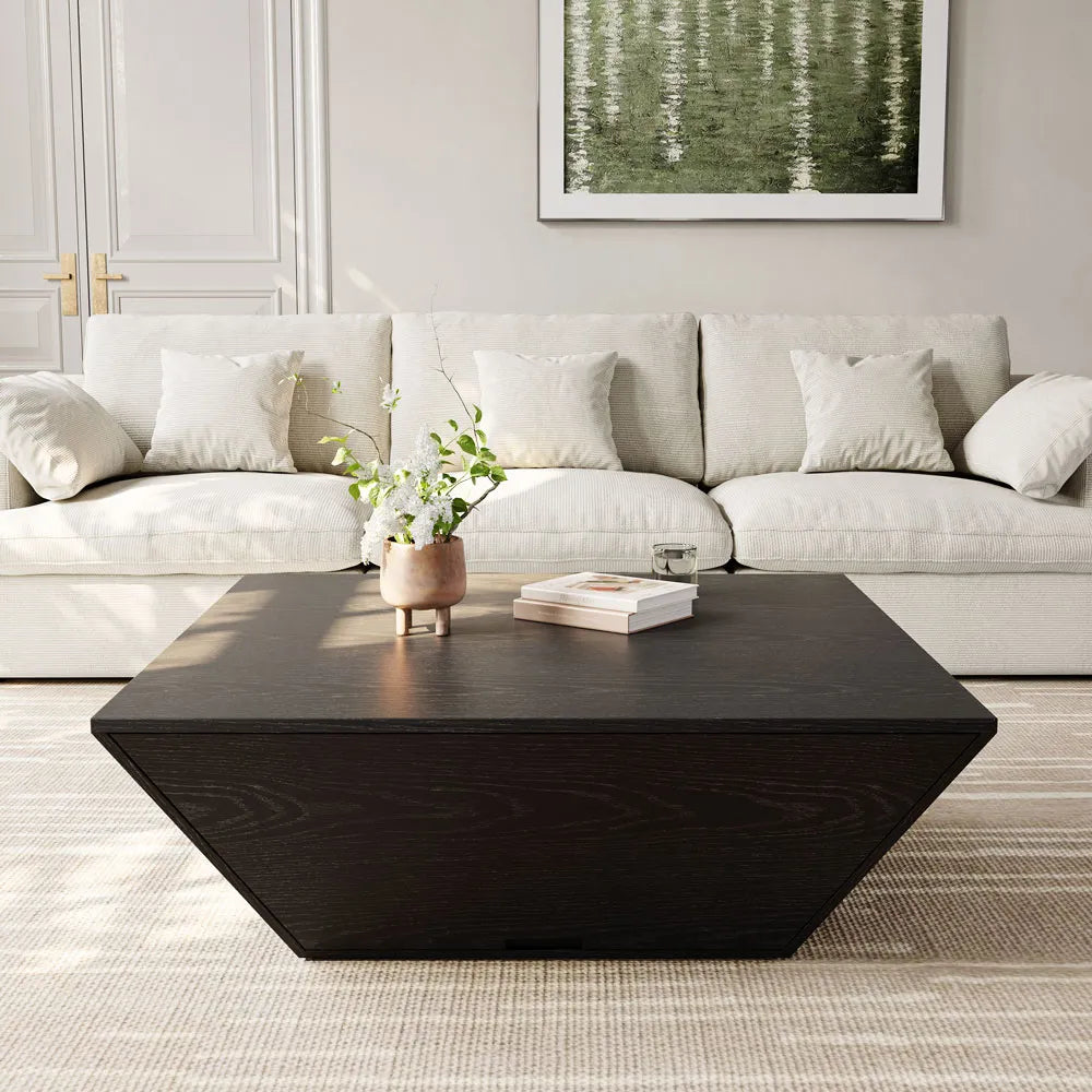 Table basse carrée en bois de 39 po avec rangement 
