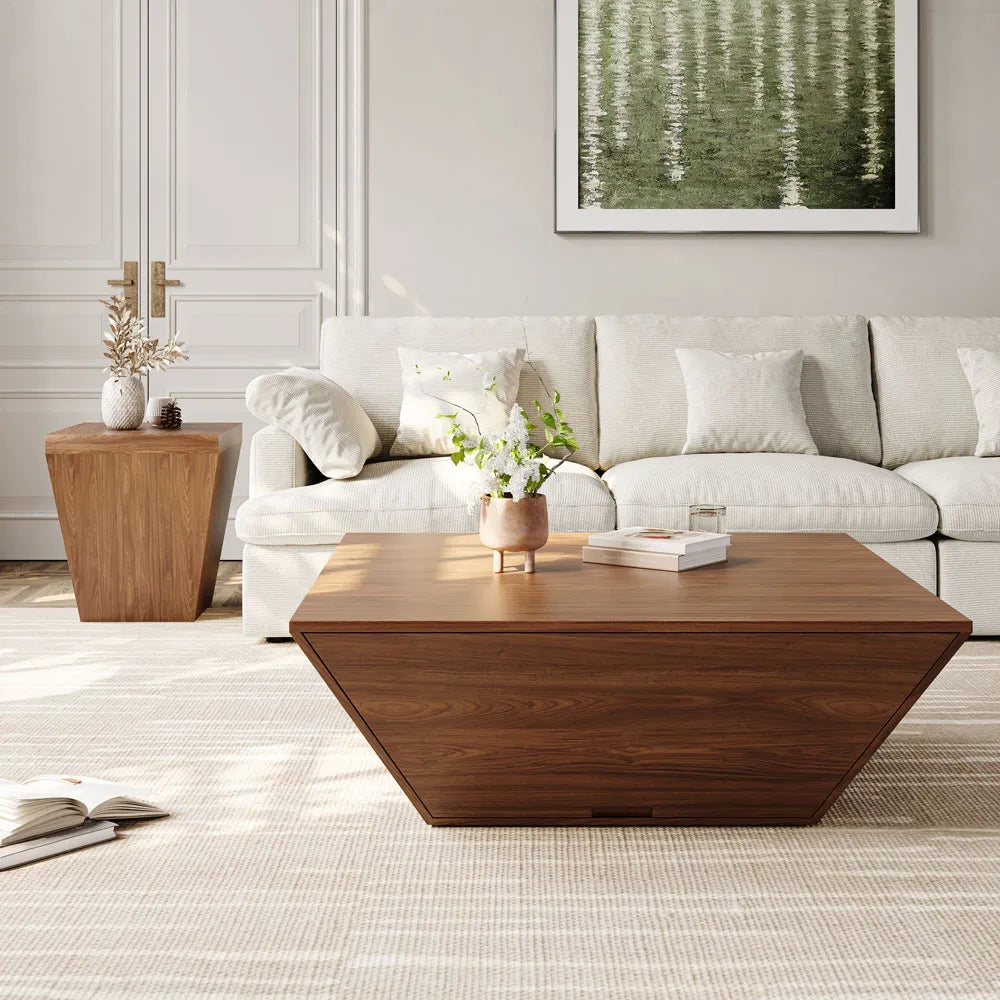 Table basse carrée en bois de 39 po avec rangement 