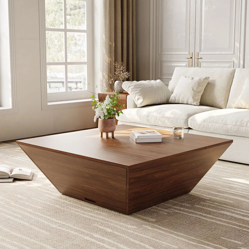 Table basse carrée en bois de 39 po avec rangement 