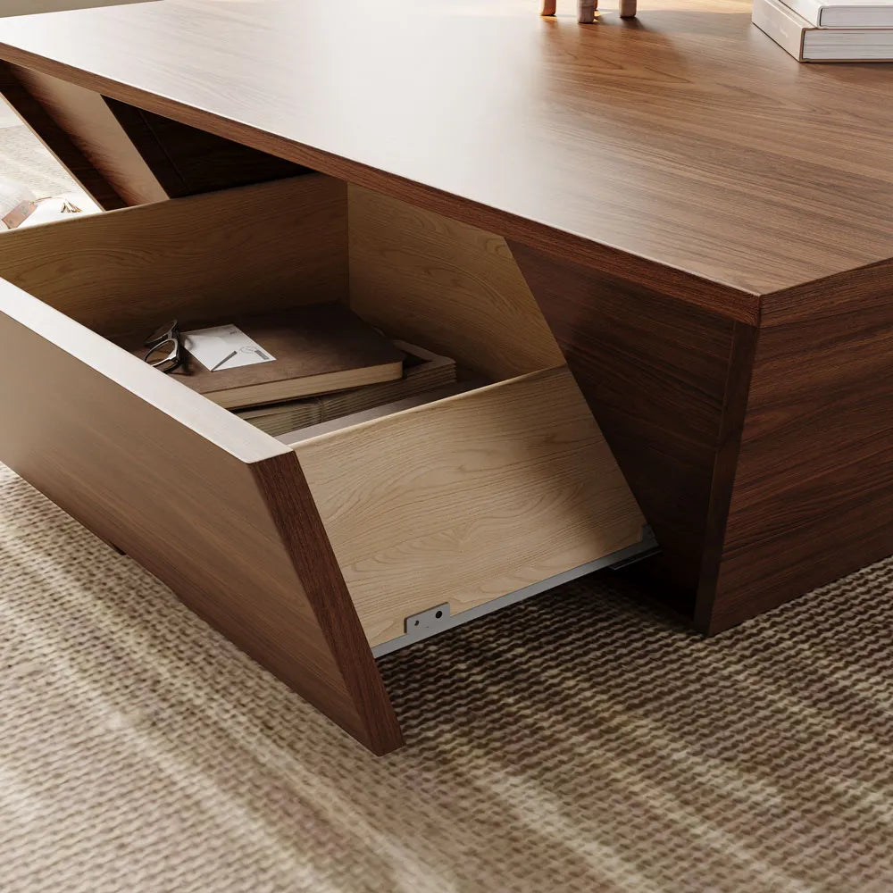 Table basse carrée en bois de 39 po avec rangement 
