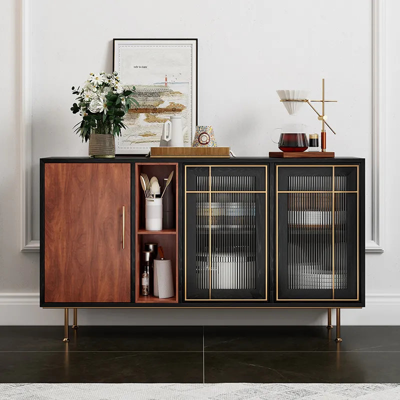 Buffet en bois massif de style Mid-Century moderne de 55 po 