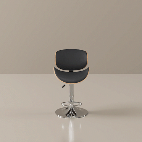 Contemporary Wooden Adjustable Leather Swivel Bar Stools Set of 2