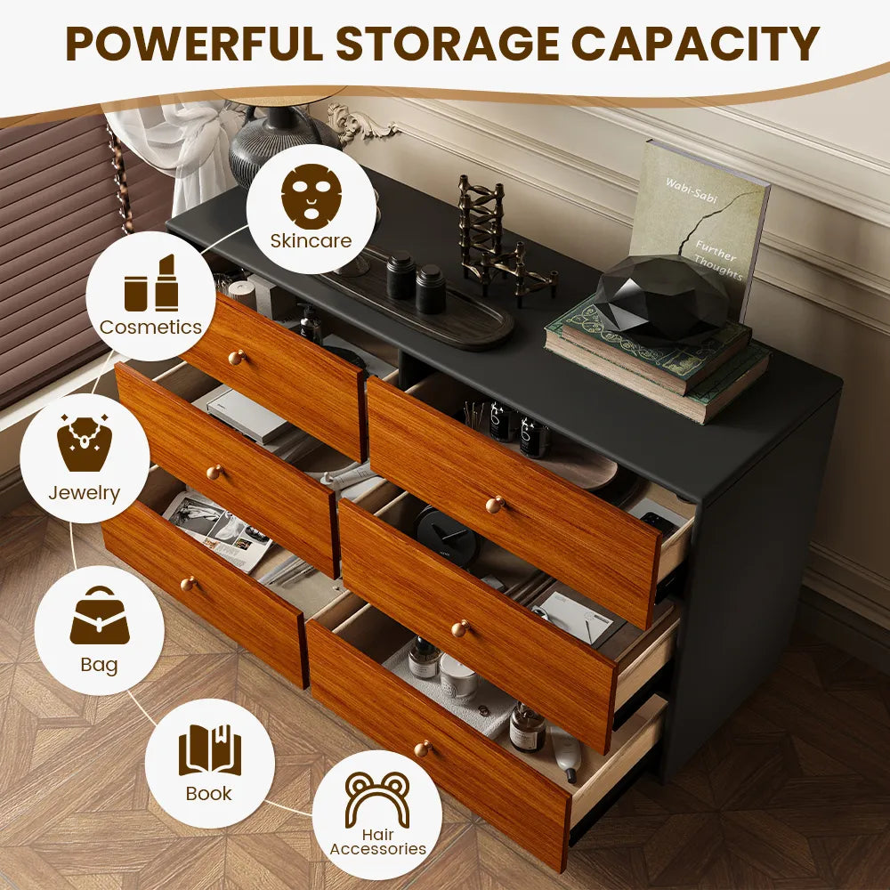 Mid-Century Modern Retractable Large Vanity Desk Set with 6 Drawers Early Black Friday