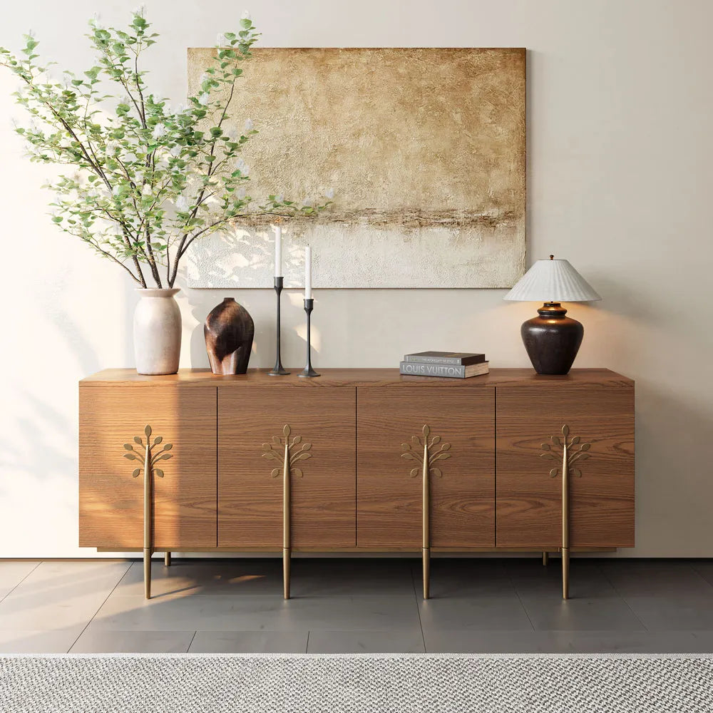 Meuble TV moderne du milieu du siècle de 70,87 pouces avec décorations en forme d'arbre (8 à 10 semaines pour arriver) 