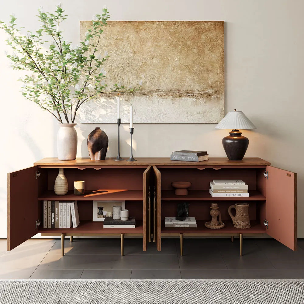 Meuble TV moderne du milieu du siècle de 70,87 pouces avec décorations en forme d'arbre (8 à 10 semaines pour arriver) 