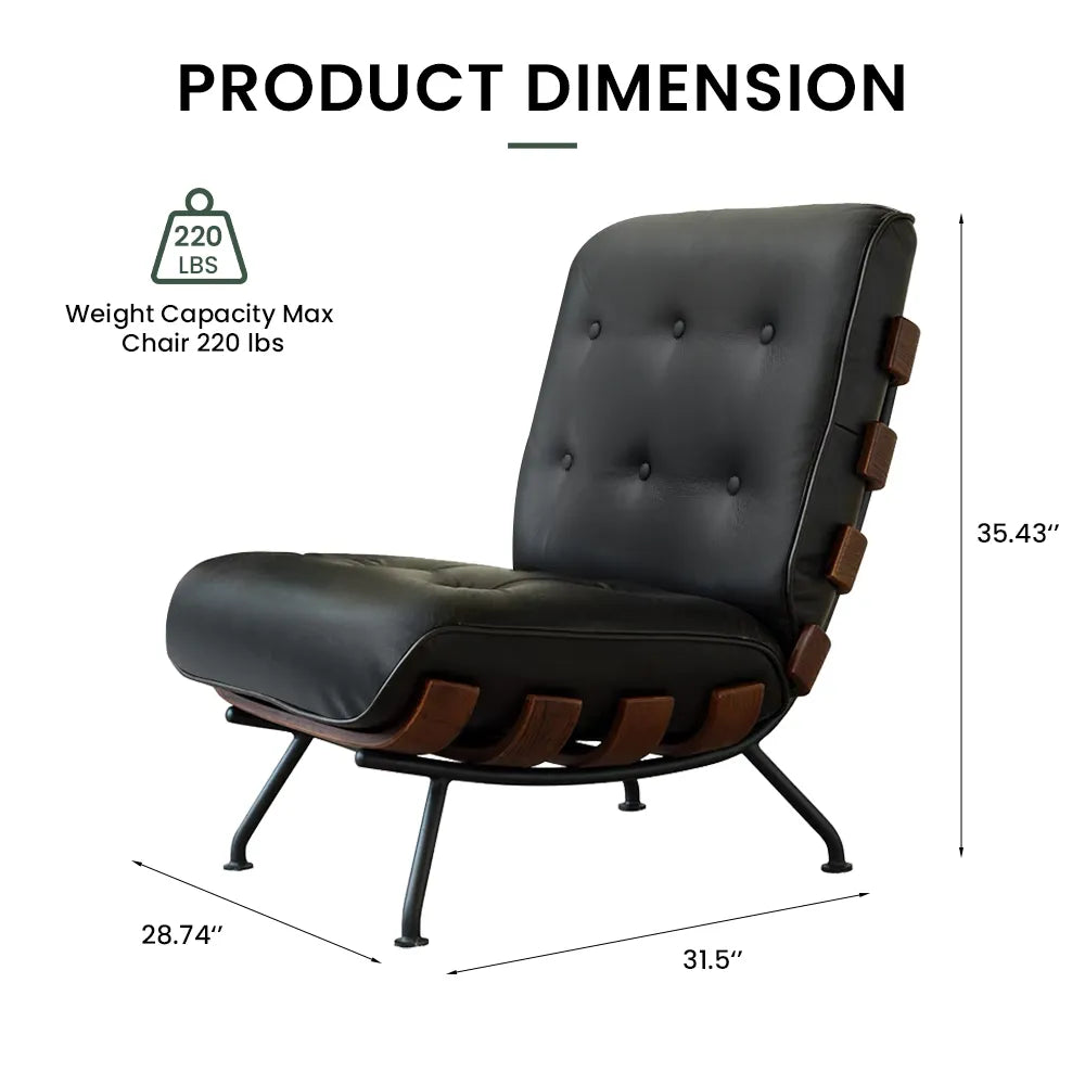 Silva - Chaise d'appoint noire moderne du milieu du siècle 