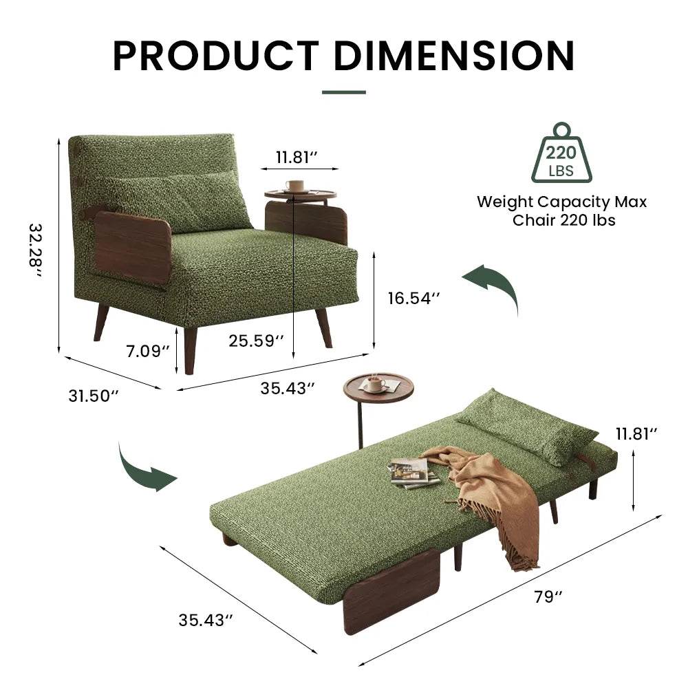 Chaise d'appoint pliante verte de 35,43 pouces 