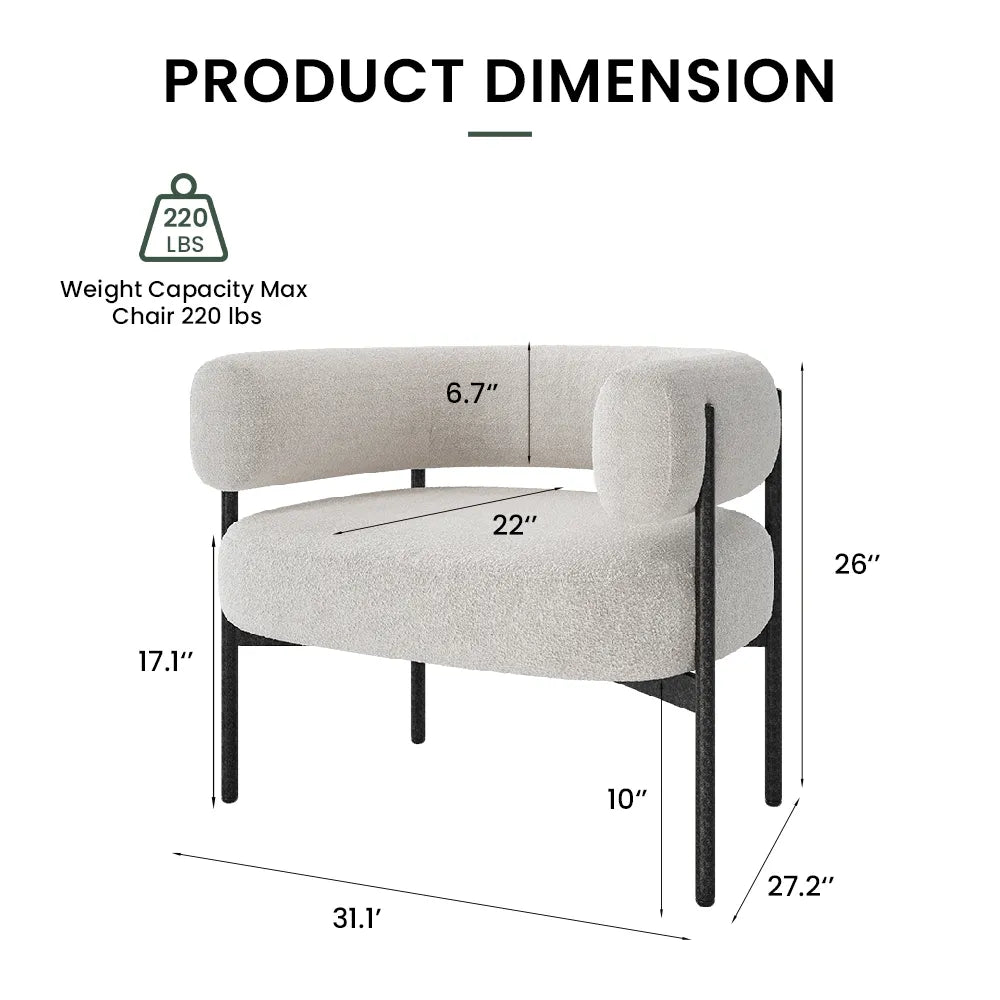 31.10" Modern Beige Sherpa Lounge Chair