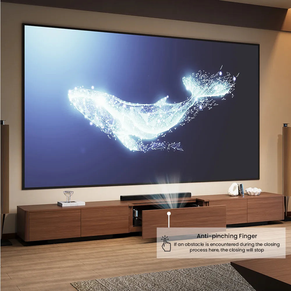 Meuble TV électrique moderne avec boîtier de projection à focale ultra-courte 