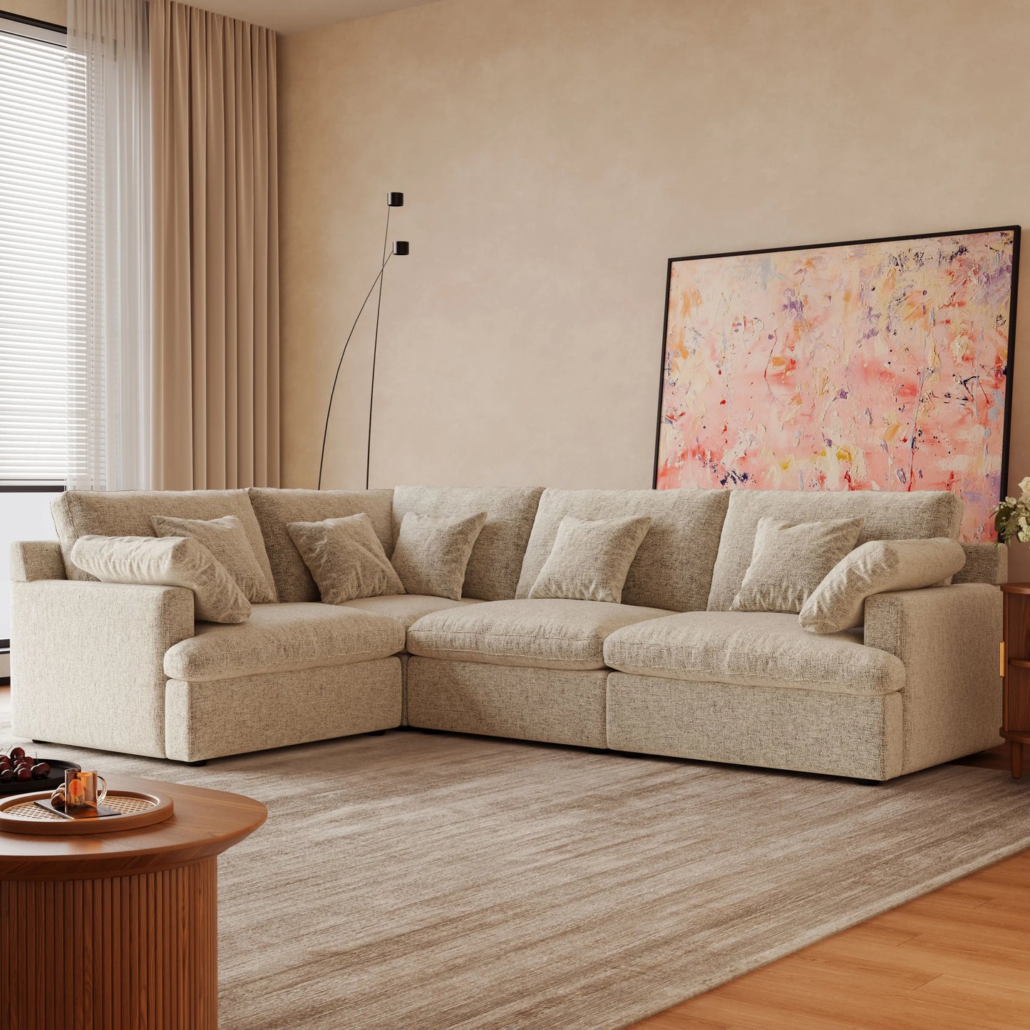 117.5'' Luxury L-shaped Couch Oversized Deep Seat Sofa