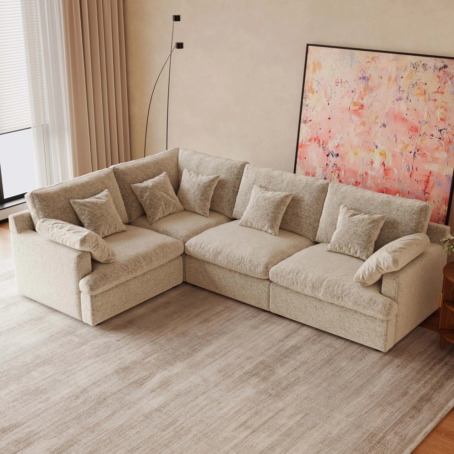 117.5'' Luxury L-shaped Couch Oversized Deep Seat Sofa