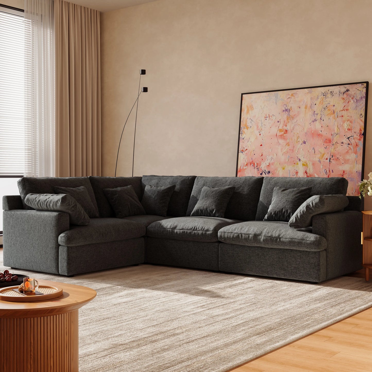 117.5'' Luxury L-shaped Couch Oversized Deep Seat Sofa