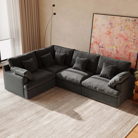 117.5'' Luxury L-shaped Couch Oversized Deep Seat Sofa