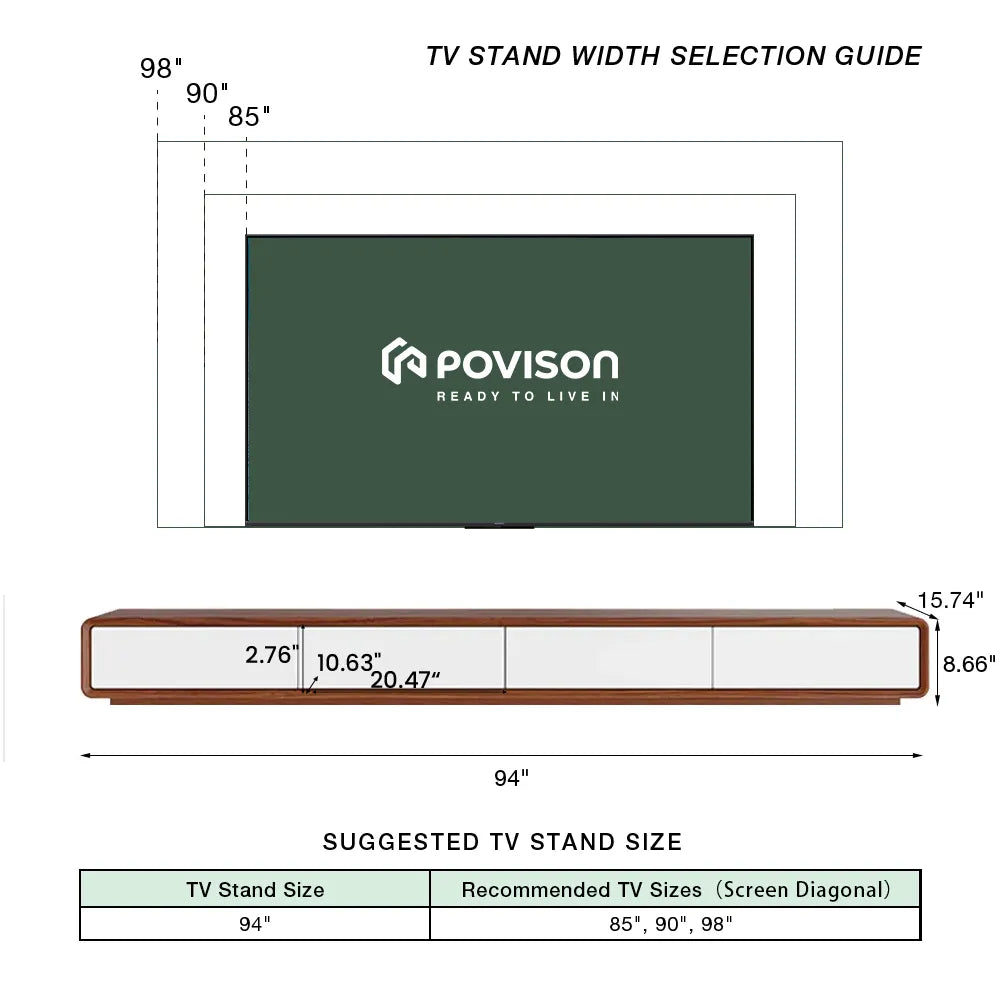 94in Modern Soild Wood TV Stand