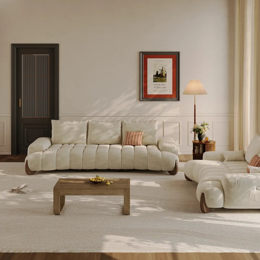Arlo - Reversible Desktop Storage Ottoman and Mid-Century Sofa Set