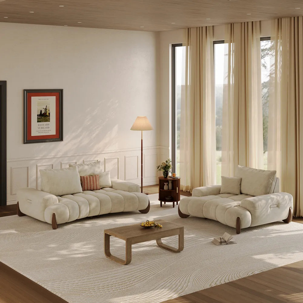 Arlo - Reversible Desktop Storage Ottoman and Mid-Century Sofa Set