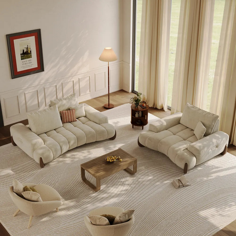 Arlo - Reversible Desktop Storage Ottoman and Mid-Century Sofa Set