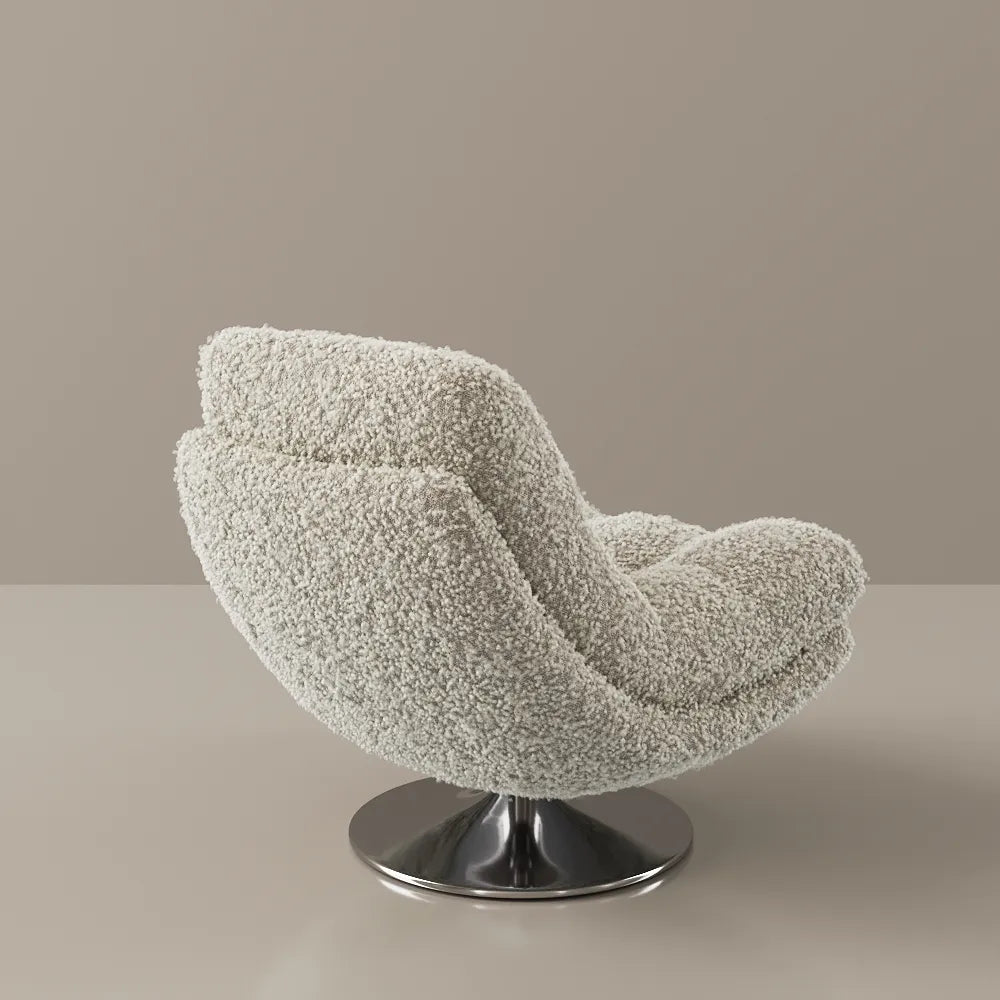 Fauteuil Teddy beige pivotant à 360° moderne 