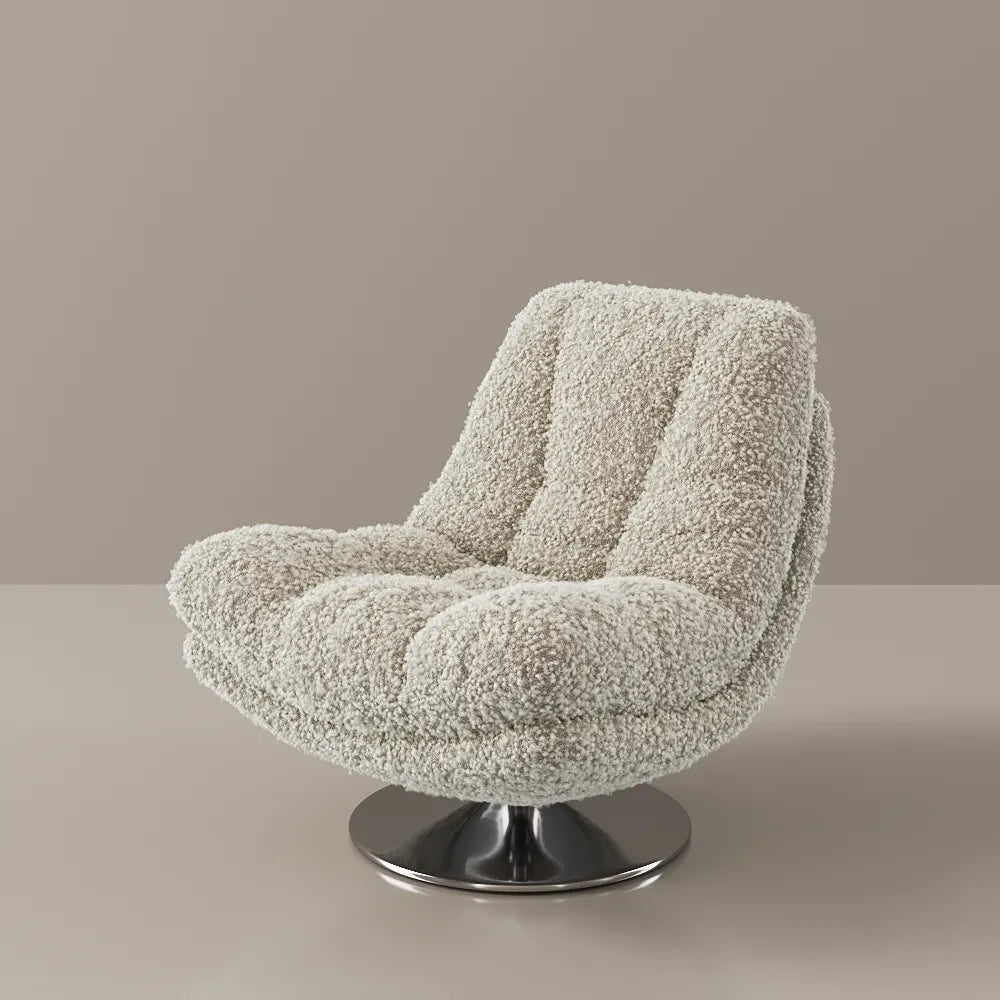 Fauteuil Teddy beige pivotant à 360° moderne 