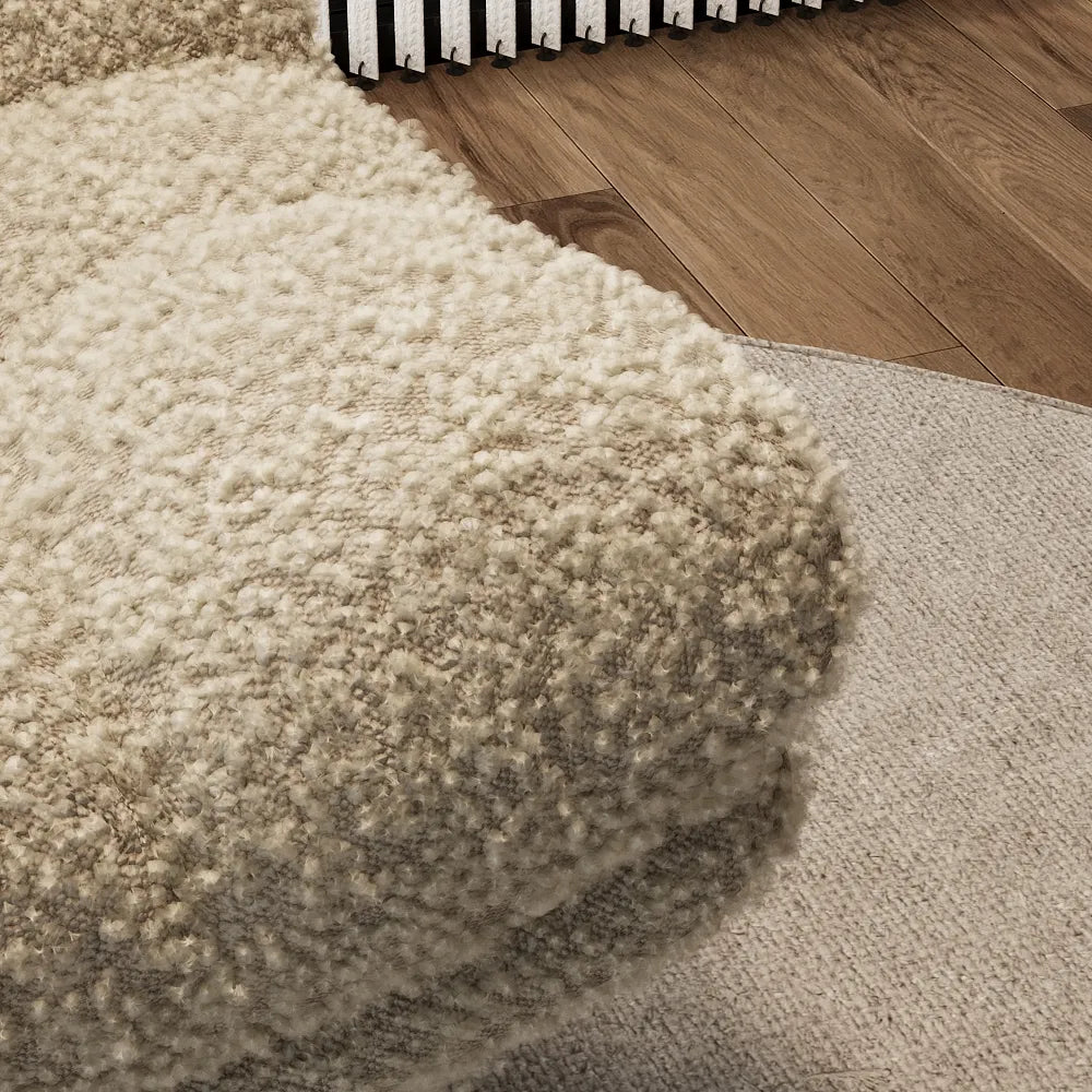 Fauteuil Teddy beige pivotant à 360° moderne 