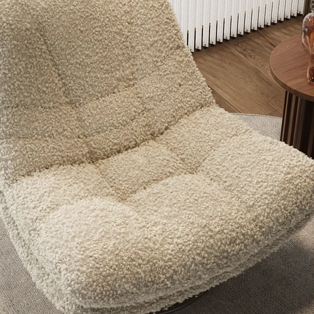 Fauteuil Teddy beige pivotant à 360° moderne 