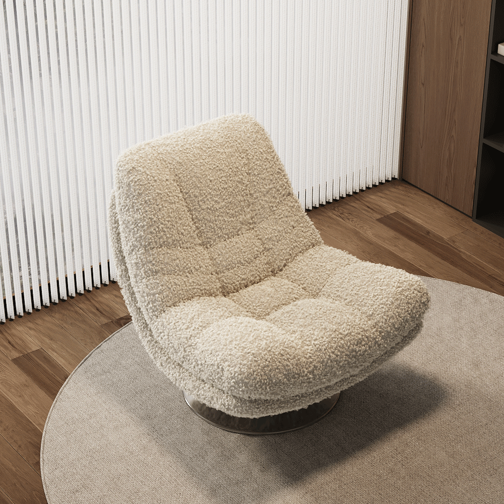 Fauteuil Teddy beige pivotant à 360° moderne 