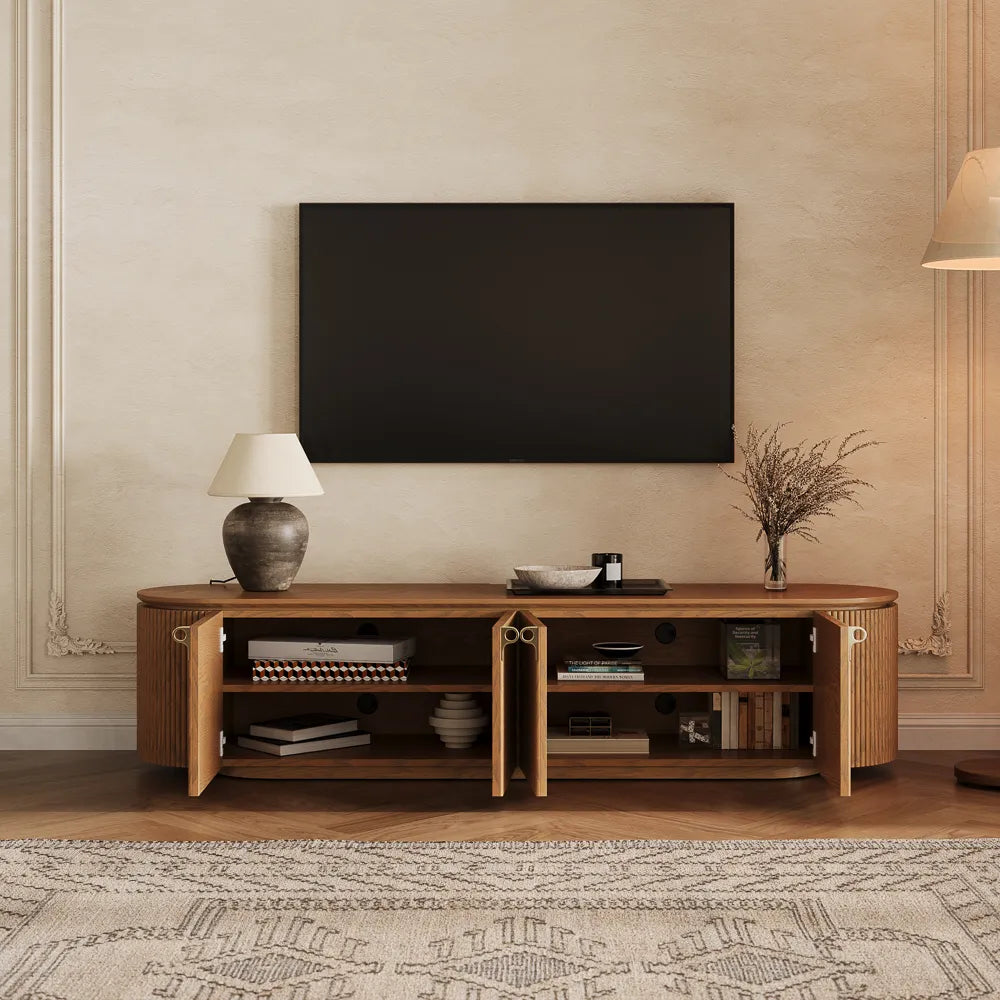 Silva-79" Mid-Century Modern Fluted TV Stand