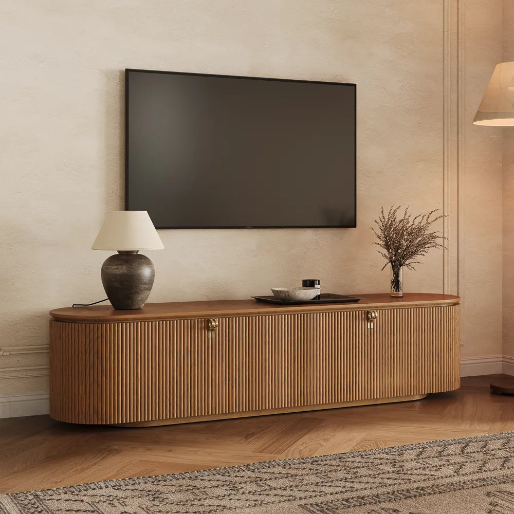 Silva-79" Mid-Century Modern Fluted TV Stand