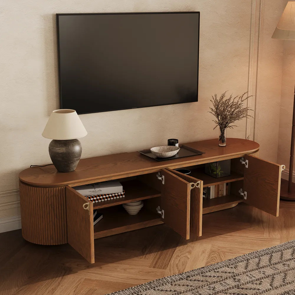 Silva-79" Mid-Century Modern Fluted TV Stand