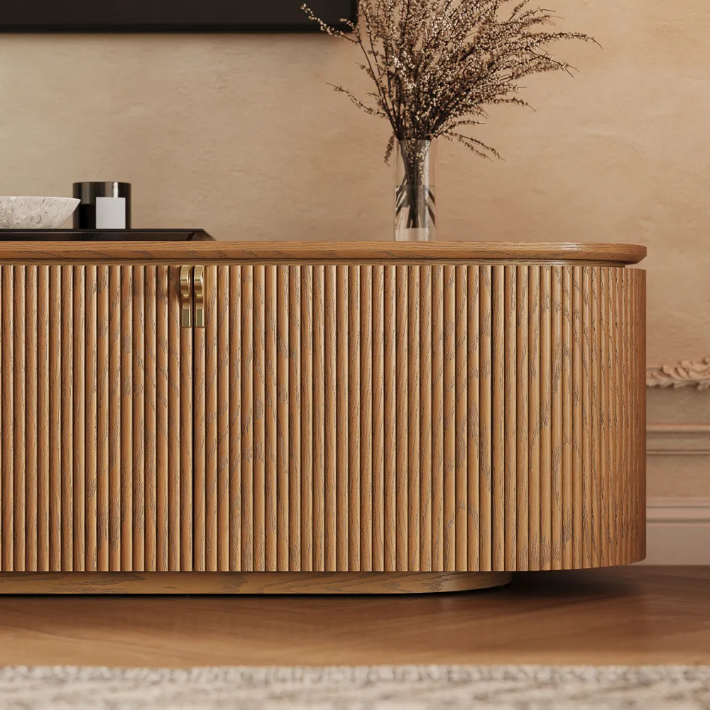 Silva-79" Mid-Century Modern Fluted TV Stand