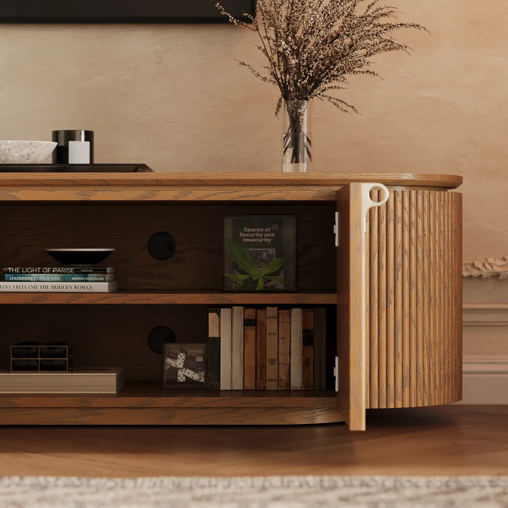 Silva-79" Mid-Century Modern Fluted TV Stand