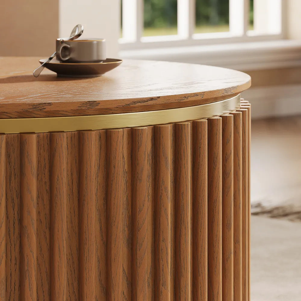 Silva-32" Round Fluted Coffee Table with Storage
